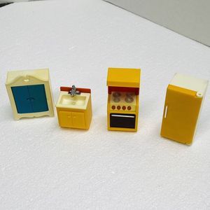 Fisher Price vintage toy doll house stove refrigerator sink cabinet stove